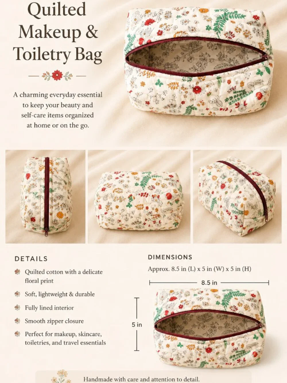 Green Leave and Maroon zipper bag